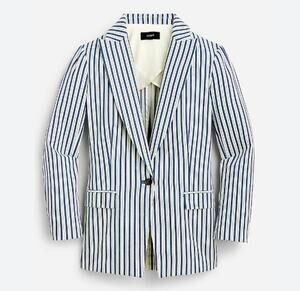 J. Crew Willa Blazer in Stripe Blue Cream 4 Preppy Nautical Academia